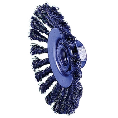 Weiler Knot Wire Bevel Wheel, 4-1/2 in dia x 3/8 in W Face, 0.020 in Steel Wire, 12500 RPM (1 EA / EA)