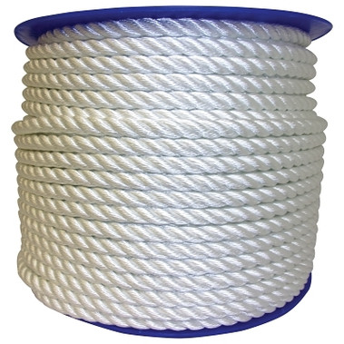 Orion Ropeworks Twisted Nylon Ropes, 9,529 lb Cap., 600 ft, Nylon, White (1 EA / EA)