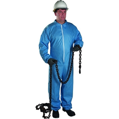West Chester FR Protective Coveralls, Blue, 2XL, w/Hood, Elastic Wrists/Ankles, Zip Front (25 EA / CA)