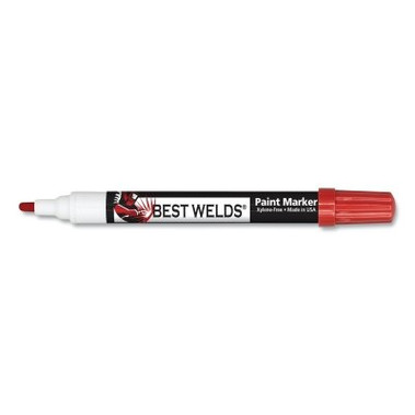 Best Welds Prime-Action Paint Marker, Reversible Chisel/Bullet Tip, Red (12 EA / BX)