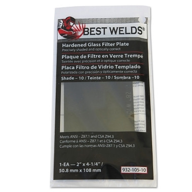 Best Welds Glass Filter Plate, Shade 9, 4-1/2 x 5-1/4 in, Green (1 EA / EA)