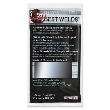 Best Welds Glass Silver Mirror Filter Plate, Silver/9, 2 in x 4.25 in, Glass (1 EA / EA)