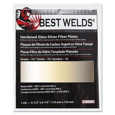 Best Welds Glass Silver Mirror Filter Plate, Silver/10, 4.5 x 5.25, Glass (1 EA / EA)