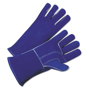 Best Welds 7344 Leather Welding Gloves, Leather, Large, Blue, 4 in Gauntlet, Cotton Lining (12 PR / DZ)