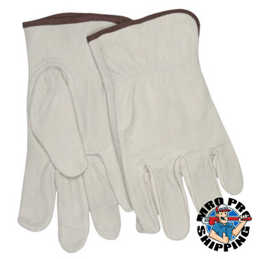 MCR Safety Unlined Drivers Gloves, Cow Grain Leather, Large, Keystone Thumb, Beige/Brown (12 PR/DZ)