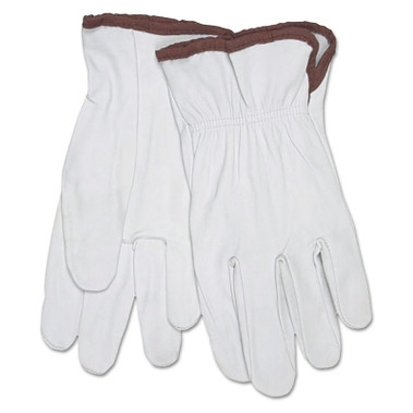 MCR Safety Goatskin Drivers Gloves, Goatskin/Poly/Cotton, XXL, White/Yellow (12 PR / DZ)