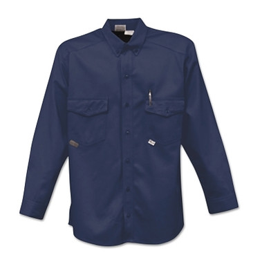 Stanco Button-Up Shirts, Medium, Tan/Navy Blue (1 EA / EA)