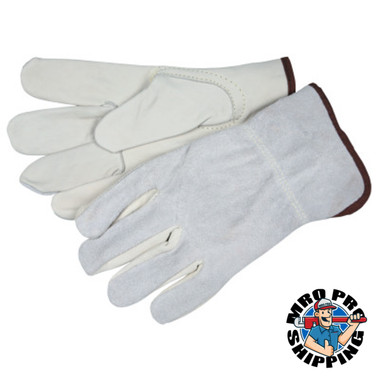 MCR Safety Unlined Drivers Gloves, Industrial Grade Cowhide, Large, Keystone Thumb, Beige (12 EA/DZ)