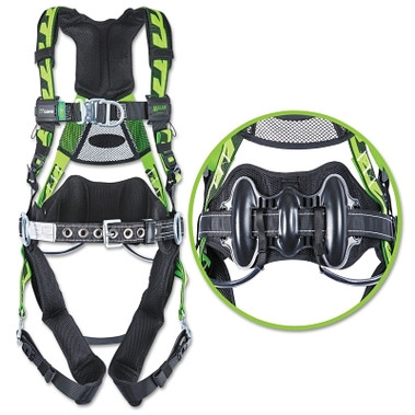 Honeywell Miller AirCore Wind Energy Harness, Frnt and Side Stl D-Rings, 2XL/3XL Green (1 EA / EA)