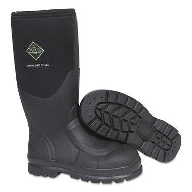 Muck Boots Chore Met Guard Boots, Size 8, 16 in H, Rubber, Black (1 PR / PR)