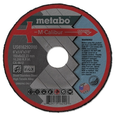Metabo M-Calibur CA46U Grinding Wheels for Stainless Steel, Type 27, 6", 10,200 rpm (10 EA / BX)