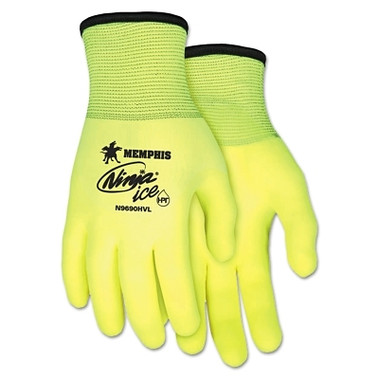 MCR Safety Ninja Ice Hi-Vis Gloves, Large, Hi-Vis Lime/White (12 PR / DZ)