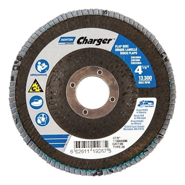 Norton Type 29 Flap Discs, 4 1/2 in Dia., 80 Grit, 7/8 in, 13,000 rpm, Type 29 (5 EA / BOX)