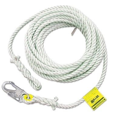 Honeywell Miller Rope Lanyard, 50 ft, Harness; Anchorage Connection, Locking Snap/Choke-Off Loop (1 EA / EA)