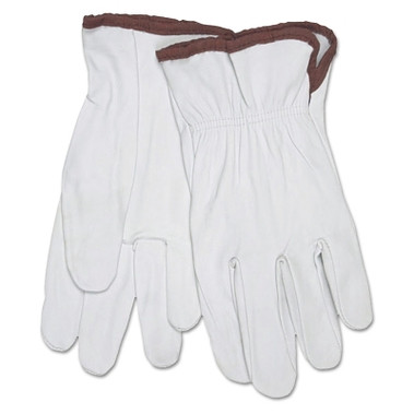 MCR Safety Goatskin Drivers Gloves, Goatskin/Poly/Cotton, 3X-Large, White/Black (12 PR / DZ)