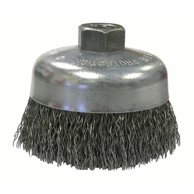 Weiler Vortec Pro Crimped Wire Cup Brush, 6" Dia, 5/8-11 Arbor, 0.02" Steel, Display (1 EA / EA)