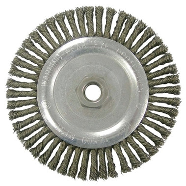 Weiler Vortec Pro Knot Wire Wheel, 5 in Dia, .02 in Stainless Steel Wire, 12,500 rpm (5 EA / CT)