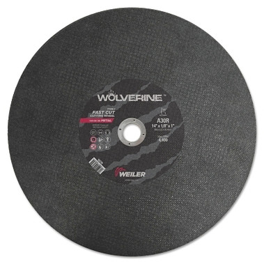 Weiler Wolverine AO Type 1 Stationary Saw Large Cutting Wheel, 14 in dia x 1/8 in, 1 in Arbor Hole, A30R (10 EA / BOX)
