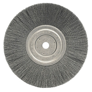 Weiler Narrow Face Crimped Wire Wheel, 8 in D x 3/4 W, .0118 Stainless Steel, 6,000 rpm (1 EA / EA)