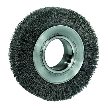 Weiler Wide-Face Crimped Wire Wheel, 6"Dia. x 1 1/4"W, 0.014 Stainless Steel, 6,000 rpm (1 EA / EA)