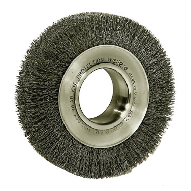 Weiler Wide-Face Crimped Wire Wheel, 6 in Dia. x 1 1/4 in W, 0.0118 in Steel, 6,000 rpm (1 EA / EA)