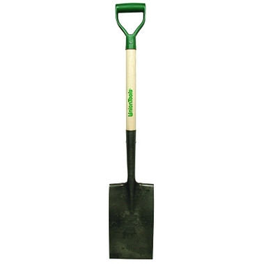 UnionTools Garden Spade with Poly D-Grip, 12 in L x 7.25 in W Open-Back/Turned Step Blade, 28 in L White Ash Handle (1 EA / EA)