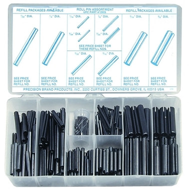 Precision Brand Roll Pin Assortments, Spring Steel (1 KT / KT)