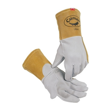 Caiman 1864 Deerskin Unlined Lean-On Patch TIG Welding Gloves, Large, Gray, 4 in Gauntlet Cuff (1 PR / PR)