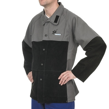 Arc Knight Welding Jacket, Large, Flame Retardant Cotton, Black/Gray (1 EA / EA)