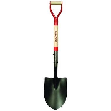RAZOR-BACK Round Point Shovel, 12 in L x 9.5 in W Blade, 30 in North American Hardwood Steel D-Grip Handle, Forward Turned-Step (1 EA / EA)