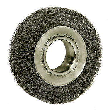 Weiler Medium-Face Crimped Wire Wheel, 6 in D x 1 in W, .0104 in Steel Wire, 6,000 rpm (1 EA / EA)