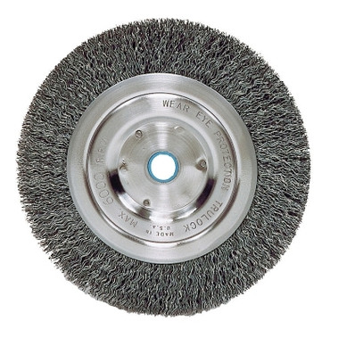Weiler Wolverine Crimped Wire Wheel, 6 in dia, Narrow, .014 in, Carbon Steel, 6,000 RPM (10 EA / PK)