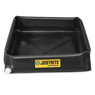 Justrite Mini-Berm Flex Trays, Black, 55 gal, 4 ft x 4 ft (1 EA / EA)