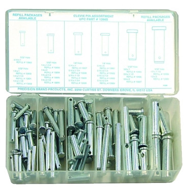 Precision Brand Clevis Pin Assortments, Low Carbon Steel (1 KIT / KIT)