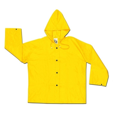 MCR Safety 388JH Dominator Hooded Rain Jacket, 0.42 mm, PVC/Hi-tensile Poly/PVC, Green, 3X-Large (1 EA / EA)