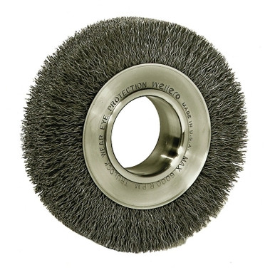 Weiler Wide-Face Crimped Wire Wheel, 7 in Dia. x 1 1/4 in W, 0.014 in Steel, 6,000 rpm (1 EA / EA)