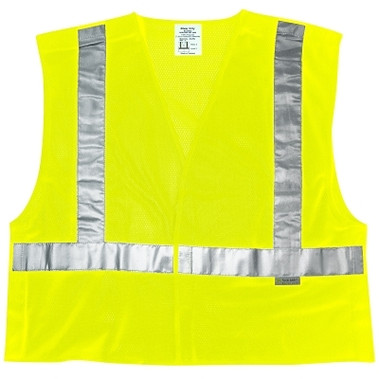 MCR Safety Luminator Class II Tear-Away Safety Vests, Med, Fluorescent Lime, Fire-Resistant (1 EA / EA)