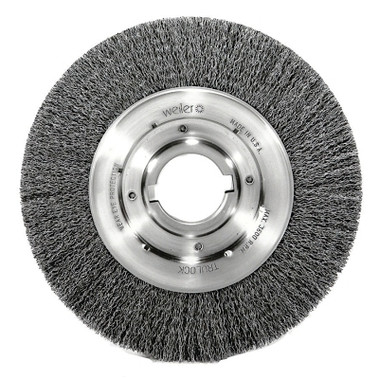 Weiler Medium Crimped Wire Wheel, 10 in D x 1 1/8 in W, .02 in Steel Wire, 3,600 rpm (1 EA / EA)