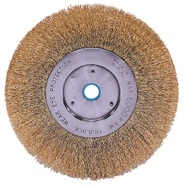 Weiler Narrow Face Crimped Wire Wheel, 6 in D x 1/2 in W, .005 in Brass Wire, 6,000 rpm (2 EA / CTN)