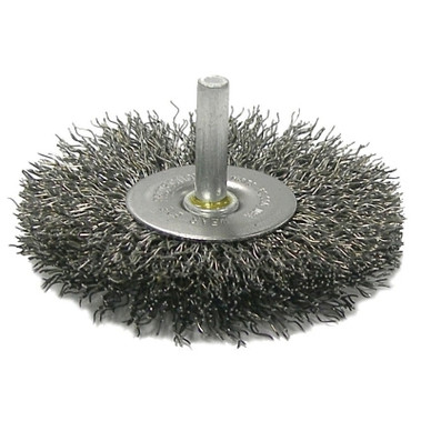 Weiler Crimped Wire Radial Wheel Brush, 4 in D, .014 in Steel Wire, 15,000 rpm (10 EA / BX)