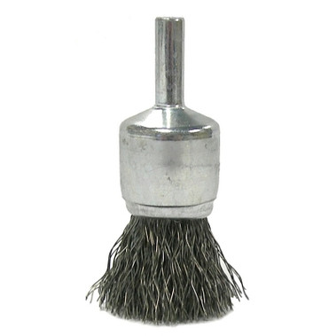Weiler Crimped Wire Solid End Brushes, Stainless Steel, 22,000 rpm, 3/4" x 0.014" (1 EA / EA) Weiler Crimped Wire Solid End Brushes, Stainless Steel, 22,000 rpm, 3/4" x 0.014" (1 EA / EA)