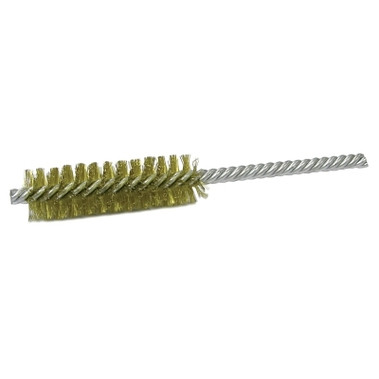 Weiler Double-Spiral Double-Stem Power Tube Brush, 1 in, .006 Brass, 2-1/2 in B.L. (DS-1) (10 EA / CTN)