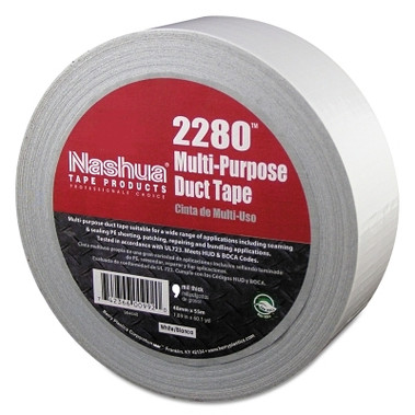 Nashua 2280 General Purpose Duct Tapes, White, 55m x 48mm x 9 mil (24 RL / CA)