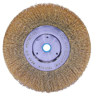 Weiler Narrow Face Crimped Wire Wheel, 6 in D x 1/2 in W, .0118 Brass Wire, 6,000 rpm (2 EA / CT)