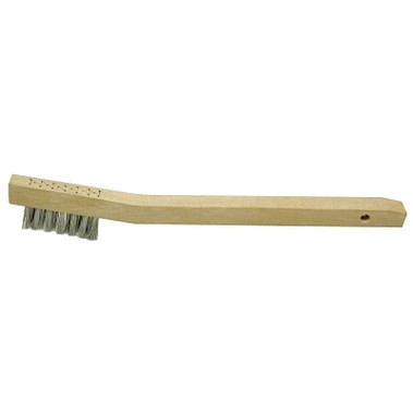 Weiler Small Hand Scratch Brush, 7-3/4 in, 3 X 7 Rows, Stainless Steel Bristle, Wood Handle (36 EA / CA)