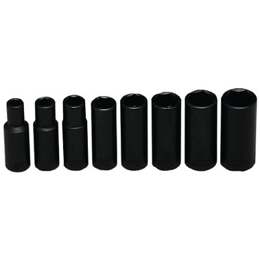 Wright Tool 8 Piece Deep Impact Socket Sets, 3/8 in, 6 Point (1 SET / SET)