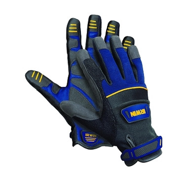 Irwin General Construction Gloves, X-Large, Unlined, Black/Blue (6 PR / CTN)