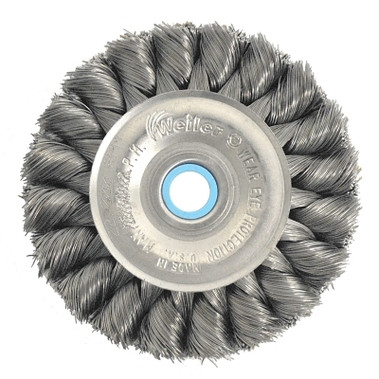 Weiler Wide Face Standard Twist Knot Wire Wheel, 12 in Dia. x 1 1/4in W, 0.0118, 3,600 rpm (1 EA / EA)