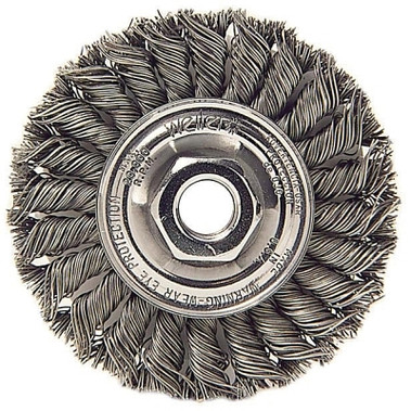Weiler Standard Twist Knot Wire Wheel, 4 in D, .014 in Steel Fill, M14 x 2 Nut (5 EA / CTN)
