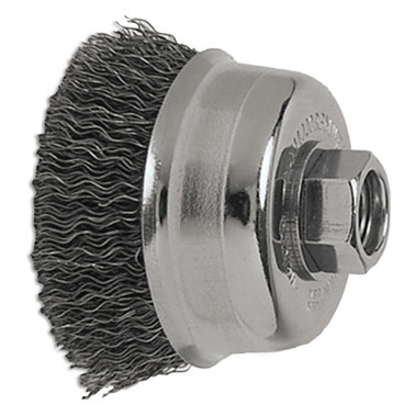 Weiler Crimped Wire Cup Brush, 3 in Dia., 3/8-24 UNF Arbor, Steel Wire (1 EA / EA)